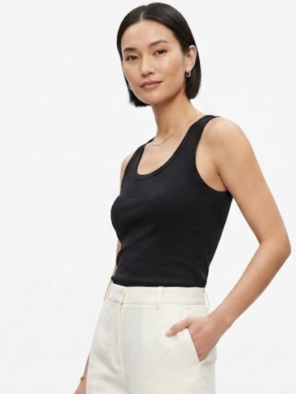 Style & Co Women Tank Top Black Scoop Neck Pullover Size L Casual